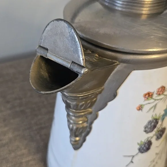Manning Bowman & Co Pewter and Enamelware Autumn Coffee and Tea Pot, Graniteware